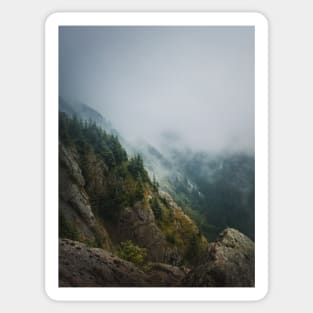 Idyllic foggy mounts Sticker